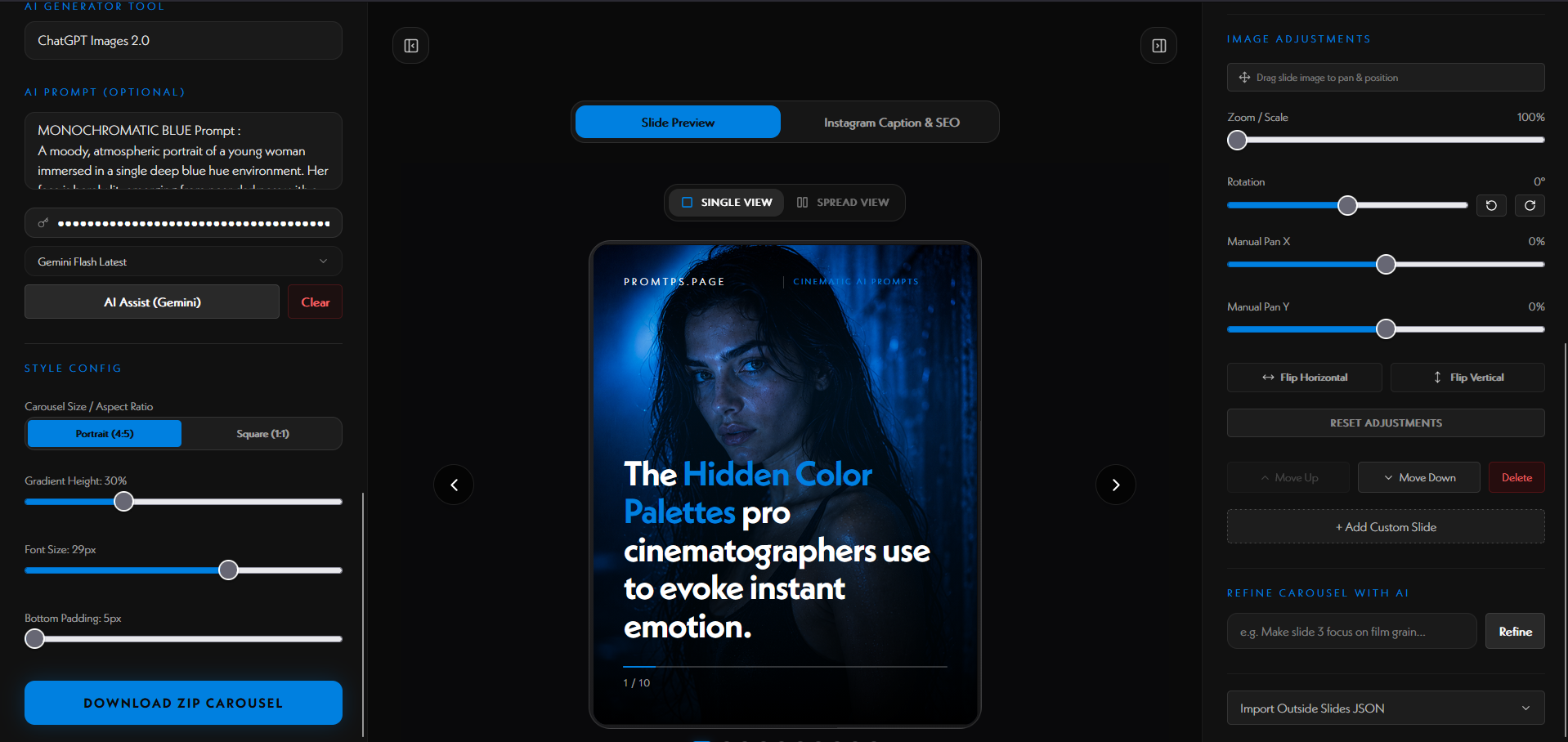 AI Carousel Design 03 / Slide editor